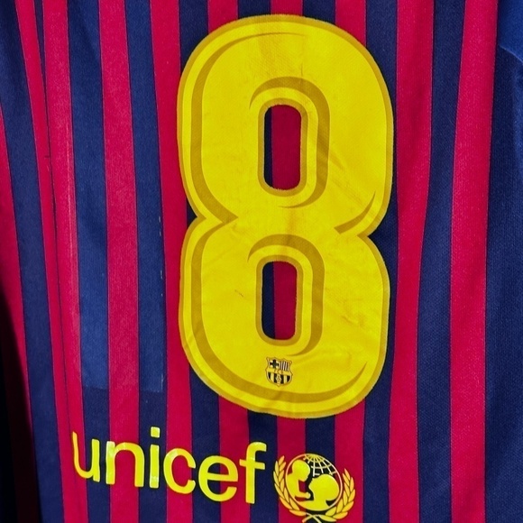 NIKE Euro Futbol Soccer Barcelona Red Blue Short Sleeve Shirt Football Jersey - Picture 8 of 8